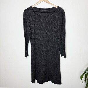 Cut Loose Gray Cotton Blend Long Sleeve Stretch Textured Dress Womens XL Classic